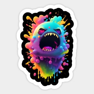 Cute angry creepy blob monster Sticker